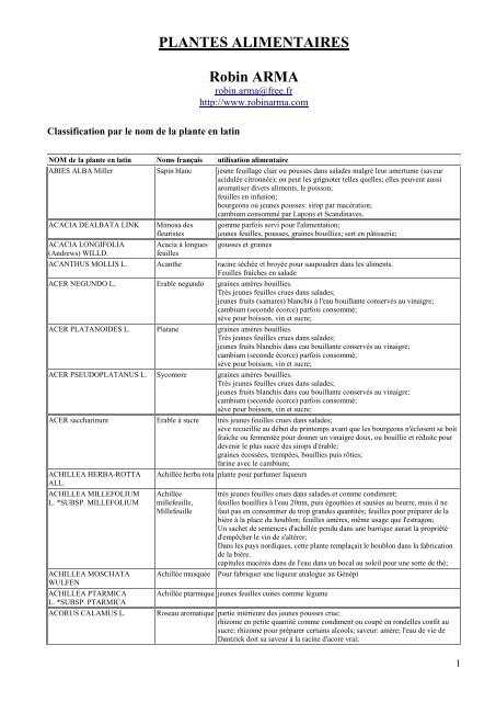 Plantes alimentaires en PDF