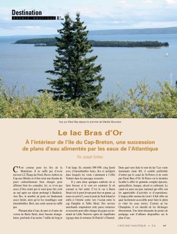 Destination Le lac Bras d'Or - L'Escale Nautique
