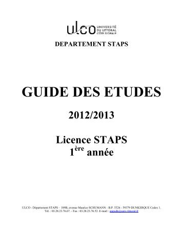 Guide des études Licence STAPS - Université du Littoral Côte d'Opale