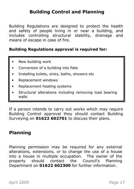HMO standards booklet - Maidstone Borough Council