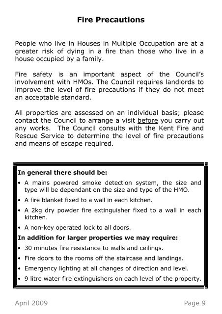 HMO standards booklet - Maidstone Borough Council