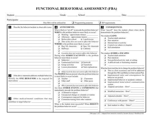 FBA Functional Behavioral Assess BIP Gulfport School District FBA Functional Behavioral Assess BIP Gulfport School District