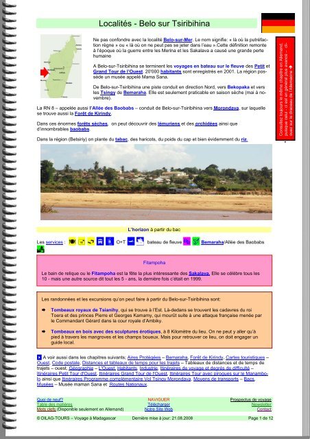 Localités - Belo sur Tsiribihina - Madagaskar-Lexikon - Dilag-Tours