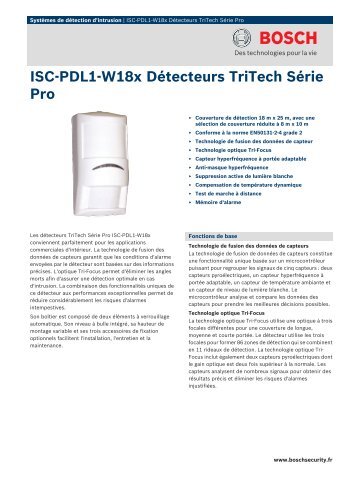 ISC-PDL1-W18x Détecteurs TriTech Série Pro - SDE Distribution ...