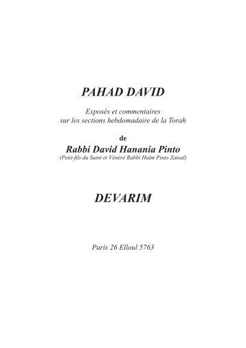 PAHAD DAVID DEVARIM - Hevrat Pinto