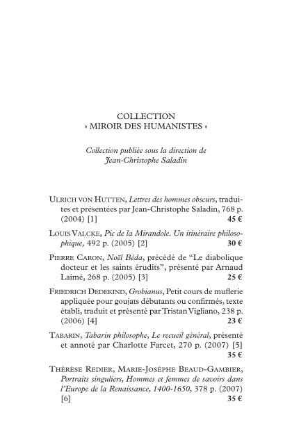 La BIBLIOTHÈQUE L'HUMaNISME Belles Lettres