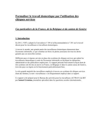 Formaliser le travail domestique par l'utilisation des chèques services