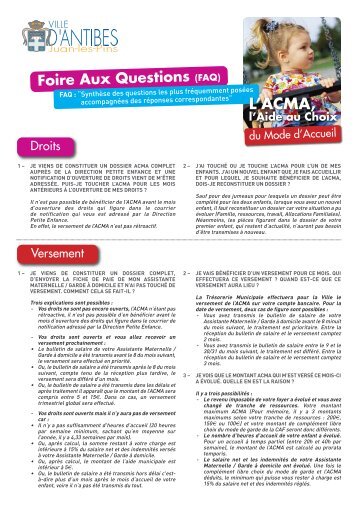 Questions et réponses sur le dispositif A.C.M.A - Antibes Juan-les-Pins