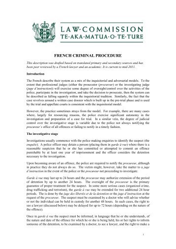 FRENCH CRIMINAL PROCEDURE - Law Commission