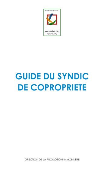 Guide du Syndic de Copropriété - Ministère de l'Habitat, de l ...