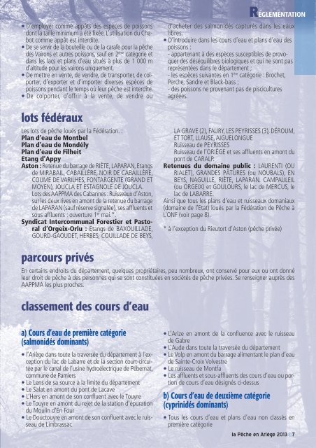 guide de pêche 2013 - Fédération de Pêche de l'Ariège