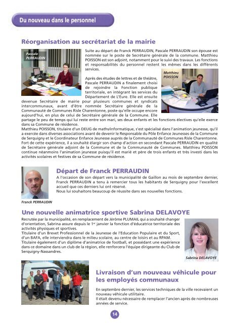 VIVRE A SERQUIGNY - Bulletin Municipal Janvier 2012