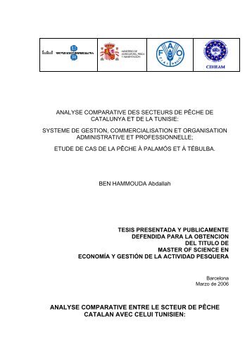 Analyse comparative des secteurs de pêche en la Tunisie et a ...