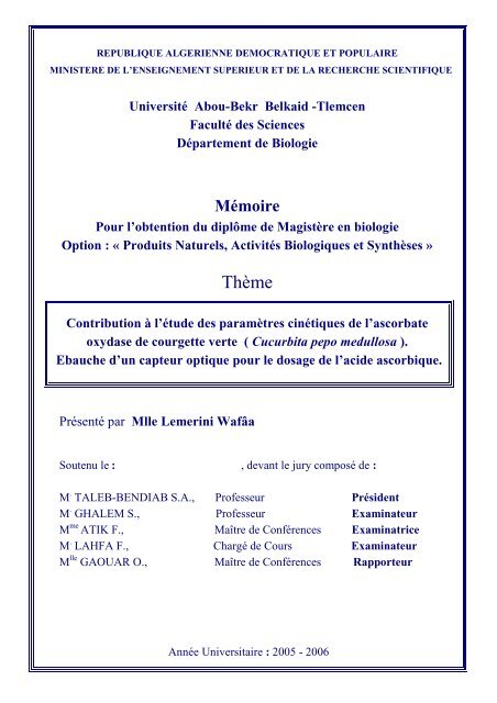 Page De Garde Universite De Tlemcen Page De Garde Universite De Tlemcen