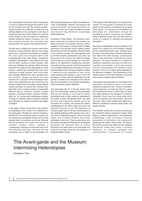 The Avant-garde and the Museum: Intermixing Heterotopias