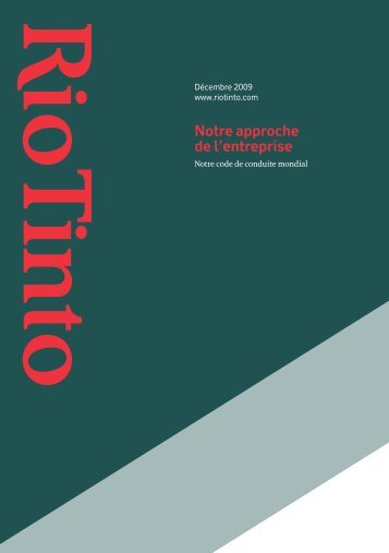 Notre approche de l'entreprise - Rio Tinto, Fer et Titane