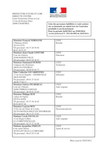 Liste des conseillers du salarié de mai 2011 à mai 2014 - Direccte