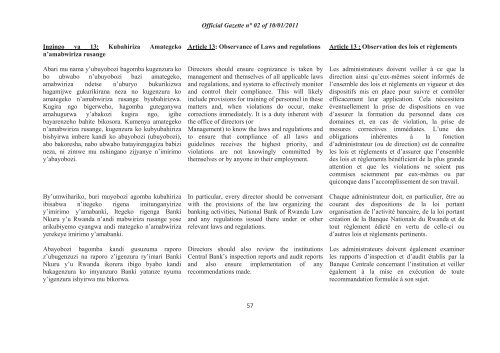 Official Gazette n° 02 of 10/01/2011 44 AMABWIRIZA ... - e-tegeko