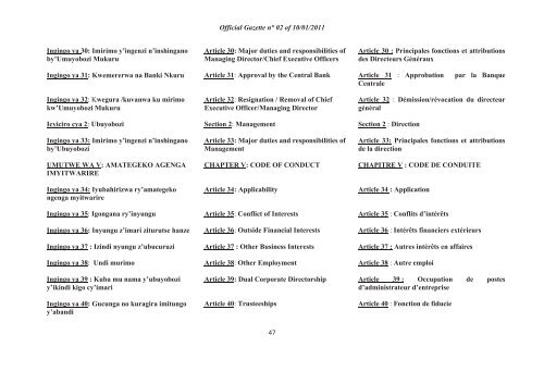 Official Gazette n° 02 of 10/01/2011 44 AMABWIRIZA ... - e-tegeko