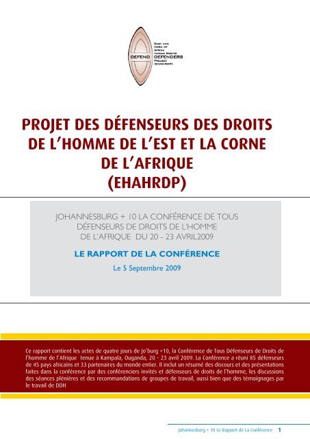 projet des défenseurs des droits de l'homme de l'est et la corne de l ...