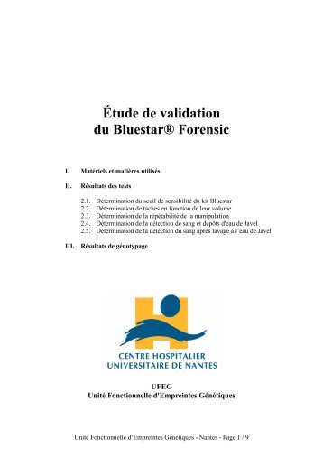 Rapport de l'étude du CHU Nantes - UFEG - BLUESTAR Forensic