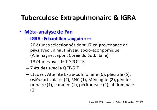 Tests IGRA en pratique quotidienne - 19 Mars 2013 - Fondation ...
