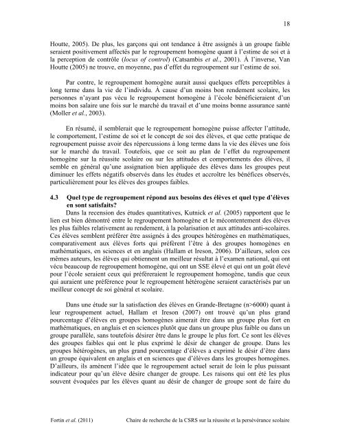 Regroupements hétérogène et homogène - Commission scolaire de ...