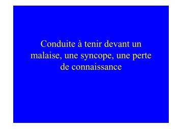 Conduite à tenir devant un malaise, une ... - (CHU) de Poitiers