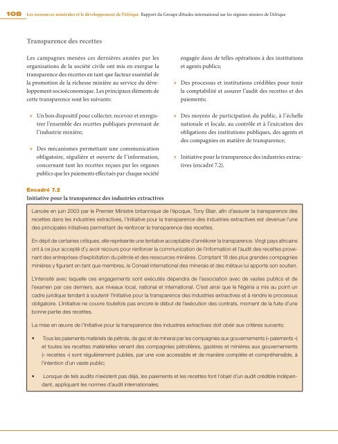 Les ressources minérales et le développement de l'Afrique Rapport ...