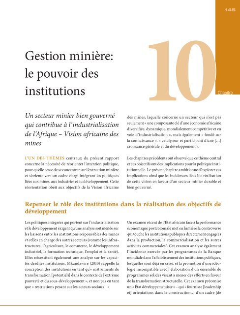 Les ressources minérales et le développement de l'Afrique Rapport ...