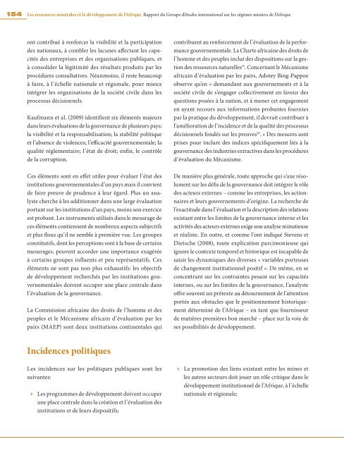 Les ressources minérales et le développement de l'Afrique Rapport ...