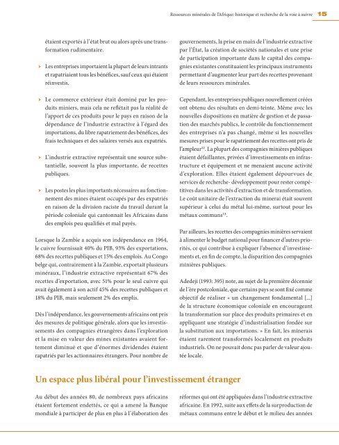 Les ressources minérales et le développement de l'Afrique Rapport ...