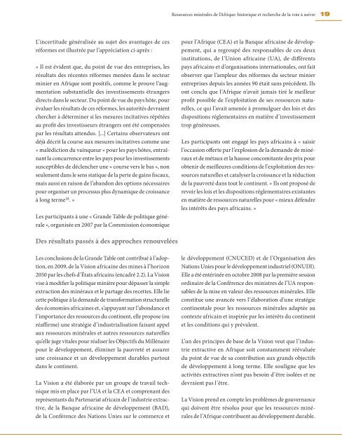 Les ressources minérales et le développement de l'Afrique Rapport ...