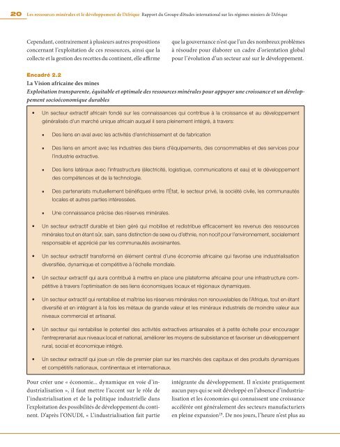 Les ressources minérales et le développement de l'Afrique Rapport ...