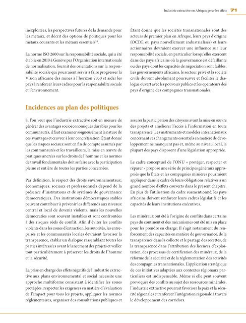 Les ressources minérales et le développement de l'Afrique Rapport ...