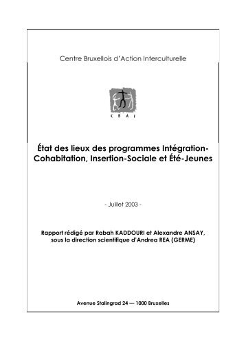 Cohabitation, Insertion-Sociale et Été-Jeunes - Centre Bruxellois d ...