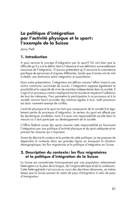 Le sport à l'épreuve de la diversité culturelle - Council of Europe