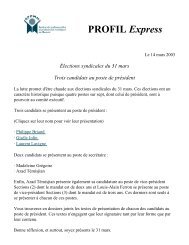 Trois candidats au poste de président - Syndicat des ...