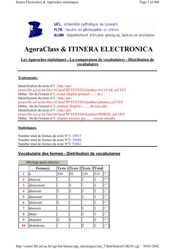 AgoraClass & ITINERA ELECTRONICA - Serveur Pot-pourri - UCL