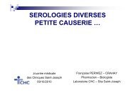 Sérologie: cas pratiques (mononucléose, CMV, hépatite B, ...) - CHC