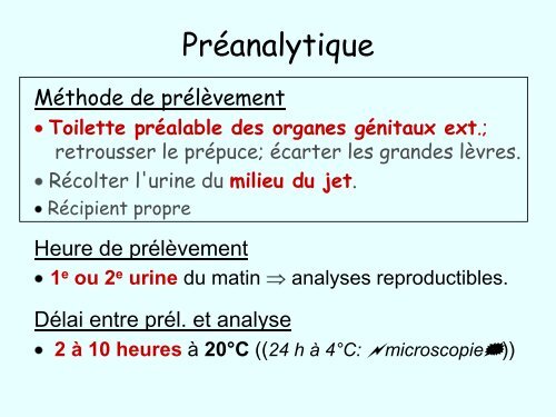 Analyses d'urines