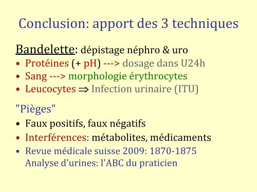 Analyses d'urines