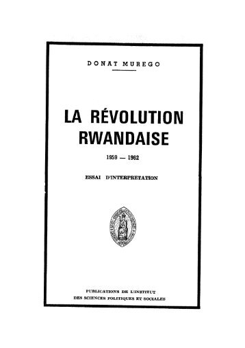 Les causes de la révolution rwandaise par D. Murego