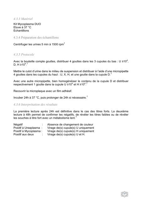 Comparaison de trois méthodes pour la détection de Mycoplasma et ...