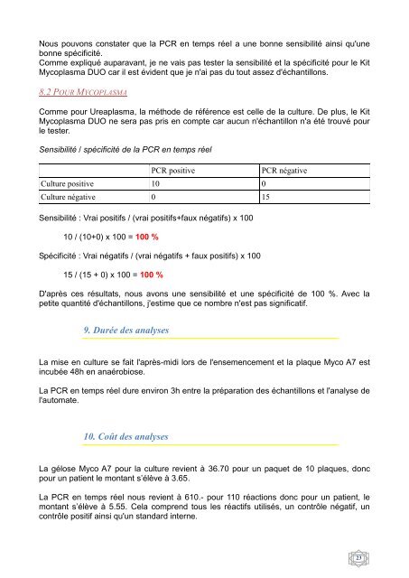 Comparaison de trois méthodes pour la détection de Mycoplasma et ...