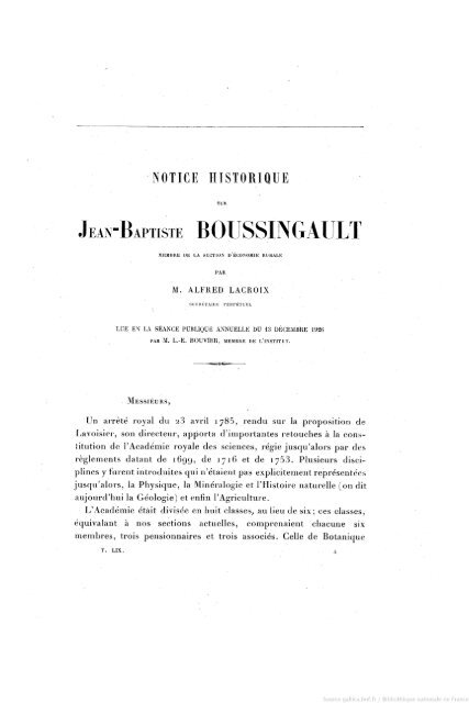 Jean-Baptiste BOUSSINGAULT (2 février 1802 - 11 mai 1887)