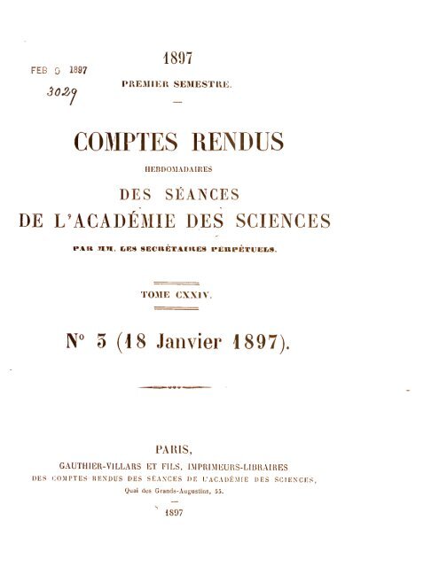 comptes rendus hebdomadaires des séances de l'académie des ...