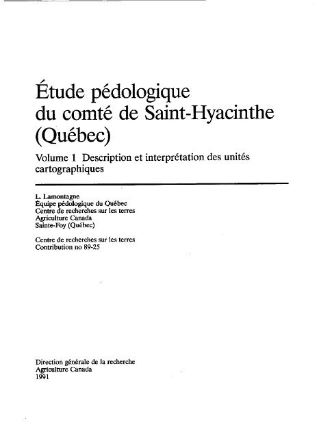 Étude pédologique du comté de Saint-Hyacinthe (Québec ... - IRDA