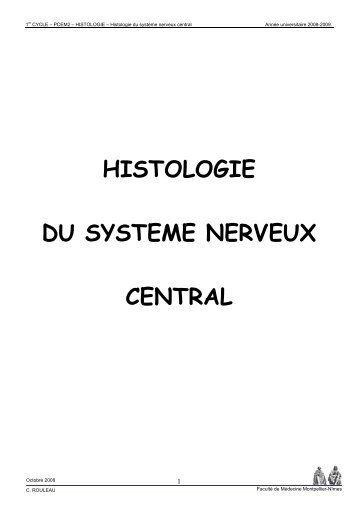 HISTOLOGIE DU SYSTEME NERVEUX CENTRAL - Faculté de ...