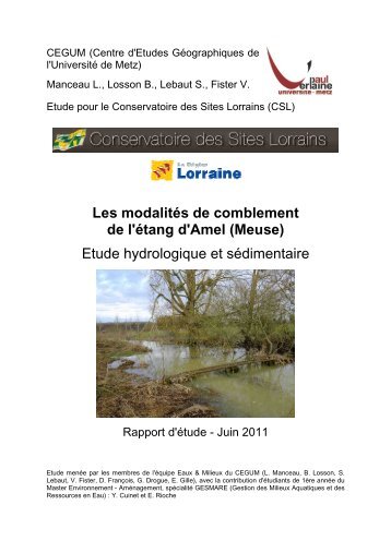 Les modalités de comblement de l'étang d'Amel (Meuse) Etude ...